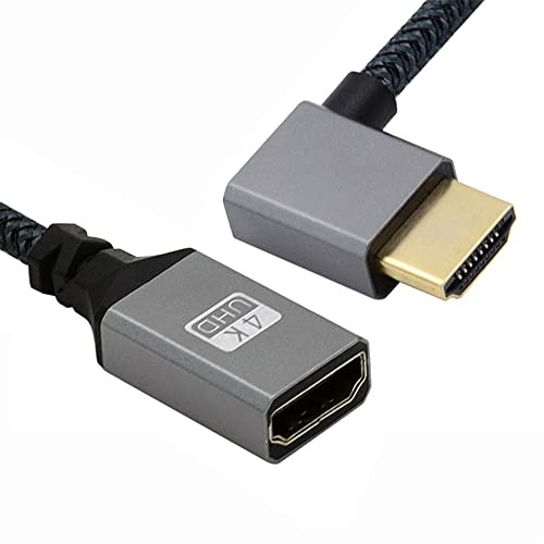 NFHK Câble d'extension HDMI 1.4 type A mâle vers femelle coudé à 90 degrés - Prise en charge HDTV 4K 60Hz 3D