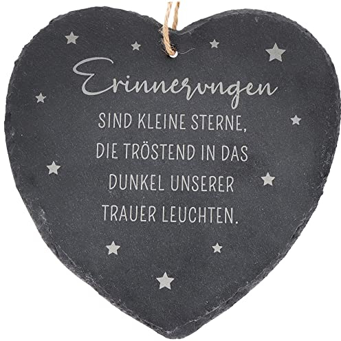 Spruchreif | Großes Schieferherz mit Gravur | Schieferherz mit Spruch | Schiefertafel in Herzform mit Kordel zum Aufhängen | Wanddeko | Erinnerung | Andenken | Dekoherz Trauer | Vermisse Dich