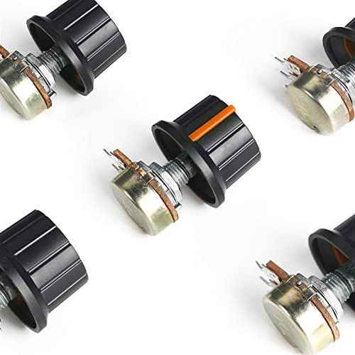 5Set WH148 Linear Potentiometer 1K 2K 5K 10K 20K 50K 100K 250K 1M mit Orange 24x15mm Knob Cap Potentiometer Kit 15mm 3pin (Size : 50K Ohm)