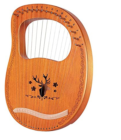 UNbit 16 Saiten Lyre Harfe Mahagoni Sperrholz Körper Saiteninstrument mit Stimmschlüssel und Aufbewahrungstasche & Stimmwerkzeug Cembalo Instrument Harfe