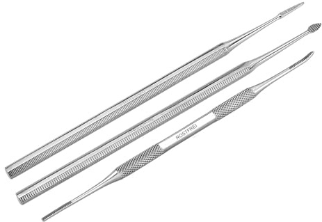 Profi Eckenfeilen 3er Set Nagelfeile Eckfeile für eingewachsene Fußnägel | Doppelinstrument Pediküre Rostfreier Edelstahl Fußpflegeinstrumente für Damen und Herren