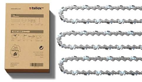 Barra tallox Professional e 3 catene per motosega 3/8 (1,1 mm, 52 maglie) con barra da 35 cm, compatibile con Oregon, Makita e Bosch.