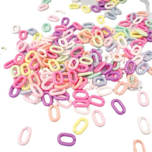 Wisafory 200 Stück Acryl Verbindungsringe Bunt Kettenglieder Offene Gliederkette Schnalle Twist Quick Link-Anschlüsse Ovale Kunststoff Kettenringe für DIY Basteln Schmuckherstellung Stil A