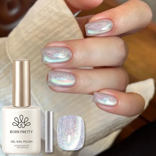 BORN PRETTY Magnetisk gel nagellack 15 ml iriserande gelpolish galax glitter regnbågseffekt katt magnetisk ögongel stark magnetisk gel nagel manikyr för salong hem gör-det-själv