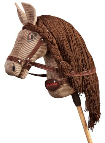PONNIE Steckenpferd Ponnie Ginger A4, Hobby Horse, Pferde Spielzeug für Kinder, mit handgemalten Augen, hergestellt in Einer geschützten Werkstatt Size S