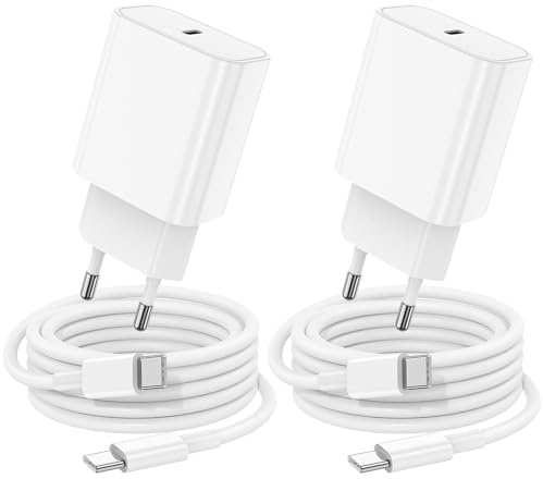 2Pack Chargeur iPhone 17 16 15 avec Cable de Charge, Chargeur Rapide USB C Original 20W avec câble USBC AUT C 2M Compatible avec Apple iPhone 17 Air/16e/15 /Pro Max/Plus, iPad Pro 12.9/11 10/Mini/Air