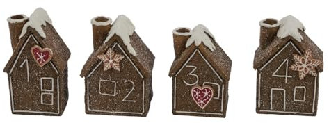 Kerzenhalter Lebkuchen-Häuser WINTERDORF Kerzenständer Adventskranz Alternative Adventsgesteck für Stabkerzen Weihnachts-Deko Weihnachten Advent Winter Wohnungs-Dekoration Kerzenzleuchter 4-teilig