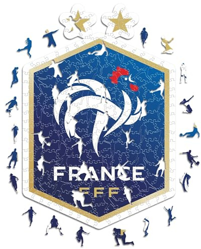 Iconic Puzzles - Logo Équipe de France, Puzzle en Bois 100% éco-Durable avec licience Officielle, Taille S, 150 pièces