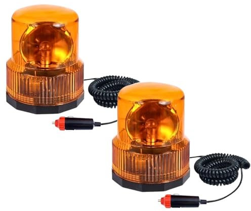 Paluplus 2 Lampeggianti Meccanici con luce Stroboscopica color Arancione, Misura 12x14 cm, Base Magnetica, Presa Accendisigari, ideale per Pioggia, Nebbia e Neve -3275M