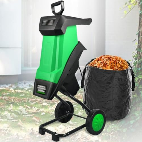 OFNHJK 2400W Electric Shredder, Multifunctional Leaf Branch Shredder, Garden Tool Wood Chipper, Efficiently Breaks Branches, 10M Wire, Suitable for Wood and Tough Garden Debris