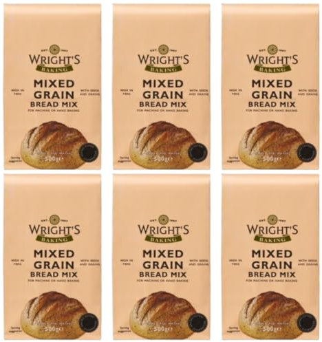 Mixed Grain Bread Mix 6X500g - High Fiber - Seeds & Grains - Bread Machine & Hand Baking - Just Add Water - Homemade Multigrain Loaf - Vegetarian-Friendly - Fresh Baked Bread at Home