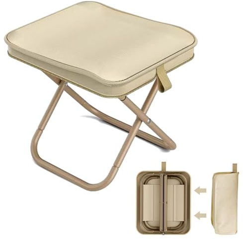 MEISHANG Sgabello Pieghevole Portatile,Camping Stools,Sgabello Portatile,Sedia Pieghevole Campeggio Struttura in Acciaio al Carbonio ad Alta Durezza,Adatto per l'outdoor, i Viaggi (Bianco/1)
