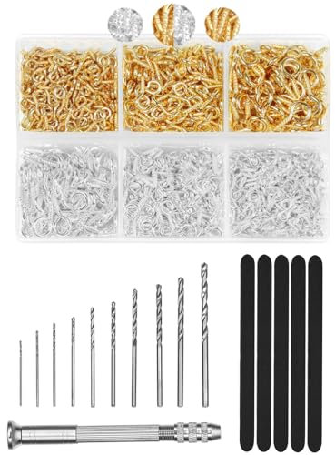 400 viti a occhiello con filettatura in legno, viti ad anello in acciaio inox, con 11 punte a spirale per rimorchi, perle, fai da te