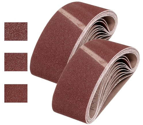QUARKZMAN 30Pz Nastri Abrasivi 100mm x 610mm Grana 40/60/80 Carta Vetrata | Ossido di Allumina, per Levigatrice, per Lavorazione Legno, Lucidatura Metalli, Affilatura Coltelli