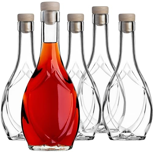 KADAX Uppsättning med 10 glasflaskor på 250 ml med kork – tomma små flaskor för fyllning för likör, snaps och presenter, perfekt att ge bort, påfyllningsbara glasflaskor