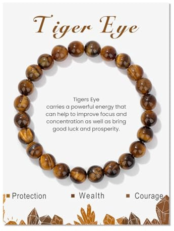 JYNXOR Pulsera Ojo De Tigre Piedra Natural, Pulseras De Cuentas Para Las Mujeres y Hombre, 8mm, Joyería De Chakra Regalos, Hilo Elastico Con Cuentas De Bolas, Cristales Curativos Sanacion y Curacion