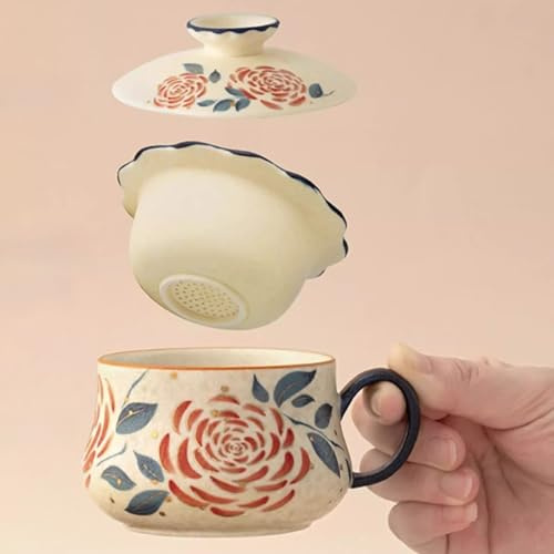 LEEDJUINE Ceramics - Juego de té infusor de té, 180 ml, porcelana individual resistente al calor