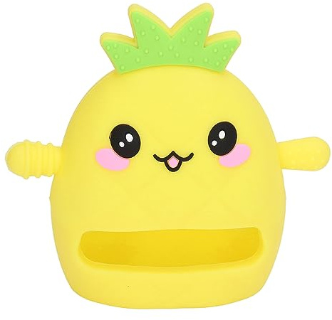 petjoyful Baby-Beißring, Fäustling, Fruchtform, lindert Zahnfleischschwellungen, weiches Silikon, sensorischer Beißring, Gelb