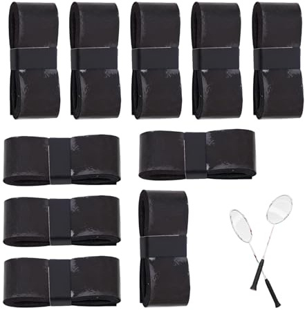 10 Stück Griffband Tennisschläger,Tennis Griffbänder,Griffband Badmintonschläger,Schwarz Badminton Griffbänder,Selbstklebend Federballschläger,Komfort Rutschfestes Schlägergriff für Alle Bedürfnisse