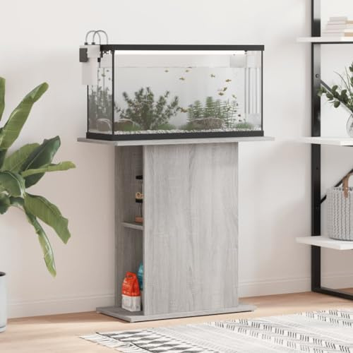 LoogCape Aquariumständer Grau Sonoma 75x36x72,5 cm Holzwerkstoff Stabiler Unterschrank mit Stauraum für Aquarium und Wasserpflanzen modernes Design geeignet für Wohnzimmer Büro