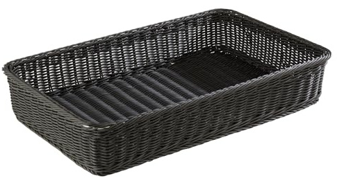 APS 50722 Korb PROFI LINE, GN 1/1, 53 x 32,5 cm, Höhe 10 cm, mit Edelstahldraht im Rand, Polypropylen, schwarz