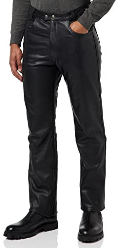 Bikers Gear Australia Pantaloni da Uomo in Morbida Pelle Rock And Roll per Moto Comfort in Pelle di Alta qualità, Colore Nero, Taglia 36 EU