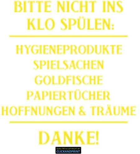 CLICKANDPRINT Aufkleber » Bitte Nicht ins Klo spülen:, 270x37,9cm, Schwefelgelb • Wandtattoo/Wandaufkleber/Wandsticker/Wanddeko/Vinyl