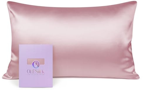 OLESILK Seide Kissenbezug Kissenhülle Haar- und Hautpflege mit Verstcktem Reißverschluss 19 Momme 1 Stück Lotos 40x60cm