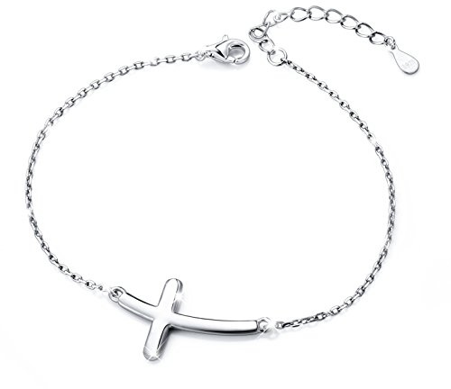 DAOCHONG Armbänder für Frauen S925 Sterling Silber Kreuz Tier Charm Verstellbares Armband Schmuck Geburtstagsgeschenke, 7+2 Zoll