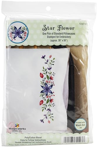 Designworks Ink Tobin - Par de fundas de almohada bordadas estampadas de 50.8 x 76.2 cm, flor