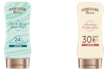 Lotion de protection solaire Hawaiian Tropic Satin Protection (SPF 30, 180ml) & Après-soleil Hawaiian Tropic Silk Hydration Air Soft (180ml)