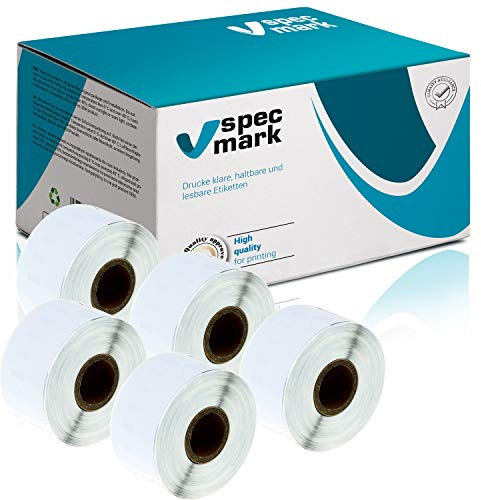 specmark Etikettenrollen 99012 S0722370 36 mm x 89 mm 5 Rollen | Thermoetiketten, Kompatibel mit LabelWriter 450, LabelWriter 4XL, Seiko SLP