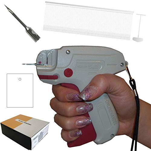 PB-Onlinehandel Etikettierpistole Banok 503X FEIN [Set 8] + 1.000 Micro-Heftfäden + 1.000 Kartonetiketten 35x45mm EINZELN GESCHNITTEN + 1 Ersatznadel Etikettiergerät Tag Gun