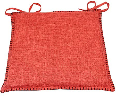 CnA Stores - Set of 4 Woven Crosshatch Kitchen Dining Garden Chair Cushion Seat Pads With Ties Zipped Removable Covers (Terracotta)