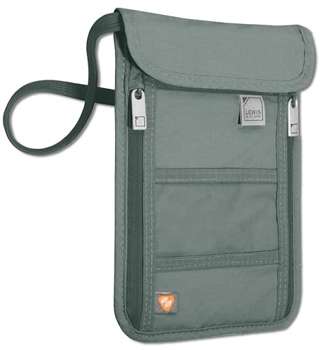 Lewis N. Clark Stash Neck Travel Wallet, RFID Blocking Passport Holder, Protect Personal Information, Slate