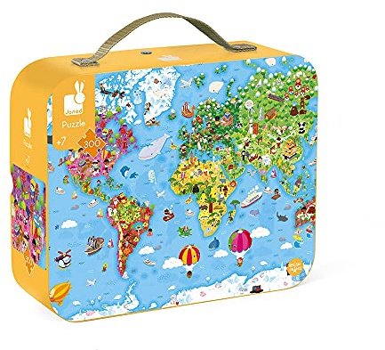 Janod - Giant World Kinderpuzzle 300 Teile – FSC-zertifizierter Karton – Pflanzliche Tinte ab 7 Jahren, J02549