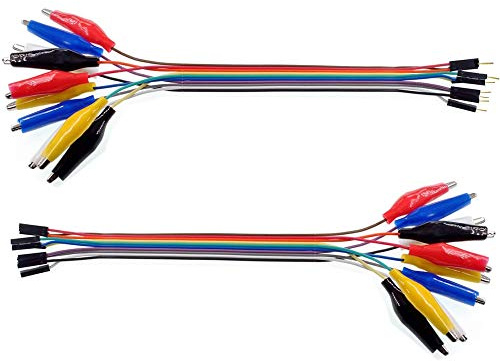 Treedix Alligator Clip 20pin 20cm Male and Female Jump Wire 5 Colors Test Leads Compatible with Arduino Raspberry Pi