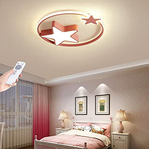 LED Deckenleuchte Moderne Kinderlampe Creative Sternenhimmel Deckenlampe Jungen Mädchen Schlafzimmer Deckenlicht Dimmbar Fernbedienung Kinderzimmer Schlafzimmer Wohnzimmer Kronleuchter,Rosa,55cm
