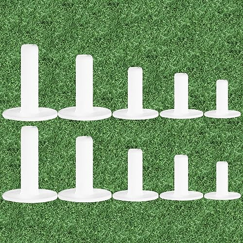 LOVMEAD Golf Tees Gummi Kurz Lang Golftees Driving Range Tee Gemischt Set Wert 5 10 Stück, Übungs Golftee Training Wintertees Holder 38 57 70 76 80 mm für Übungsmatte (Weiß-10 Stück)