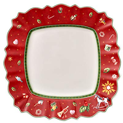 TOYS DELIGHT Villeroy & Boch - Platos llanos cuadrados (28 x 28 cm, 6 unidades), color rojo