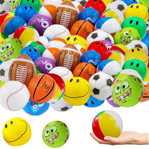 The Dreidel Company 16 Pack 6 Inch Beach Balls - Mini Inflatable Beach Balls Assorted Designs Perfect for Swimming Pool Party and Summer Fun Toy