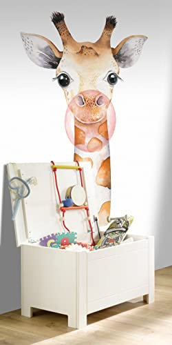 Rasch Tapete 253306 Fototapete Kinderzimmer mit bunter Giraffe; Kinderzimmer-Tapete aus der Kollektion Bambino XIX, 2,80m x 1,50m (LxB)