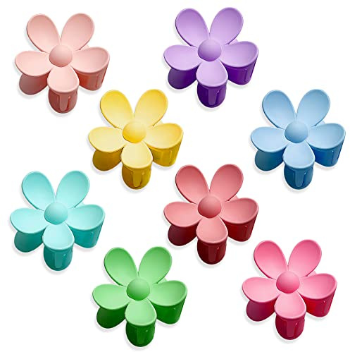 HENGBIRD 8 Stück Haarklammern Blumen-Haarspangen Gelb Blau Grün Pink Lila Rosarot Hellblau Orange Bunt Haarspangen für Damen Dünnes Haar Clips