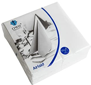 We Can Source It Ltd - Pocket Pop In Airlaid Napkins | 40cm 8 Fold | Linen Feel Luxury Feel Paper - White - 100 Napkins (2 Packs)