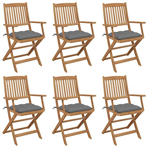 Makastle 6er Set Hochlehner Klappbar Gartenstuhl Klappstuhl Klappsessel Gartenstühle Klappstühle Campingstuhl Balkonstuhl Bistrostuhl für Party, mit Kissen, 54 x 57 x 91 cm Braun