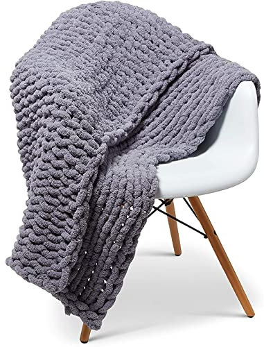 MHUQIA Gestrickte Decke Wohnzimmer Couch 200x200cm, Grobe Strickdecke Wolle Garn Arm Super GroßE Handgewebte Decke, Grobstrick üBerwurf Decke FüR Bett, Sofa, Sessel