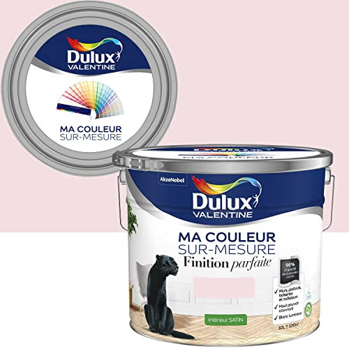 Ma Couleur Sur-mesure par Dulux Valentine – Peinture Intérieure Murs, Plafonds, Boiseries - Finition Parfaite - 98% d'opacité - Satin Bouton de Rose 10 L - Palette expressive