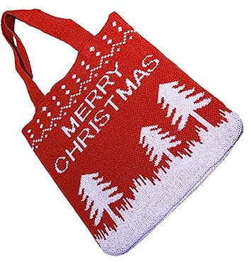 NOLITOY 1stück Weihnachtsbaum Muster Schultertasche Große Kapazität Tragetasche Für Einkäufe Und Aufbewahrung Für Weihnachten Und Alltag
