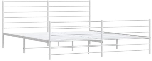 vidaXL Sängram med huvudgavel och fotgavel vit metall 180x200 cm, säng, metallsäng, metall sängram, sängar, metallsängar, metall sängramar, gästsäng