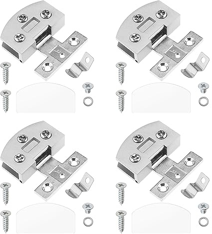 ECSiNG 4 Pièces Charnières en Verre Charnières de Porte d'armoire en Verre en Alliage de Zinc Charnières de Porte Charnières de Vitrine Accessoires pour Meubles Étagères Armoires, Argent